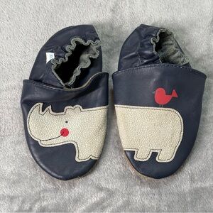 Robeez Navy Rhino Leather Pull On Shoes